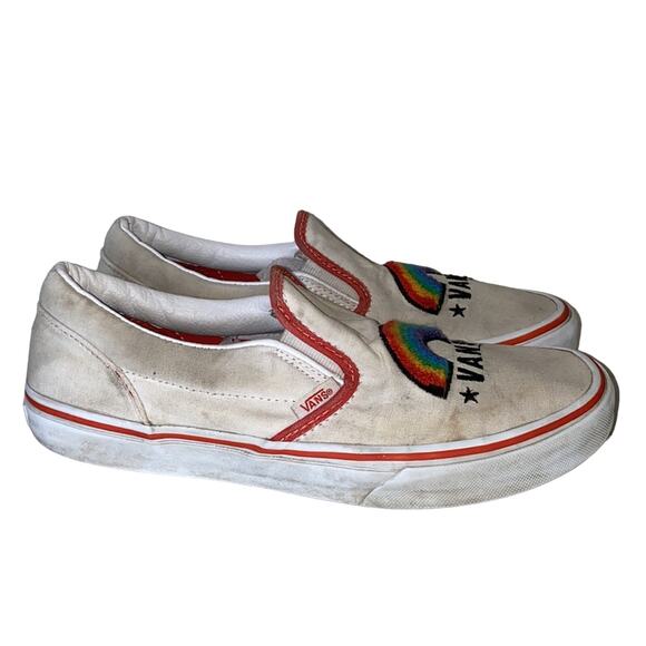 Vans Embroidered Rainbow Slip On Sneakers Unisex Juniors 6.5 - Picture 2 of 11
